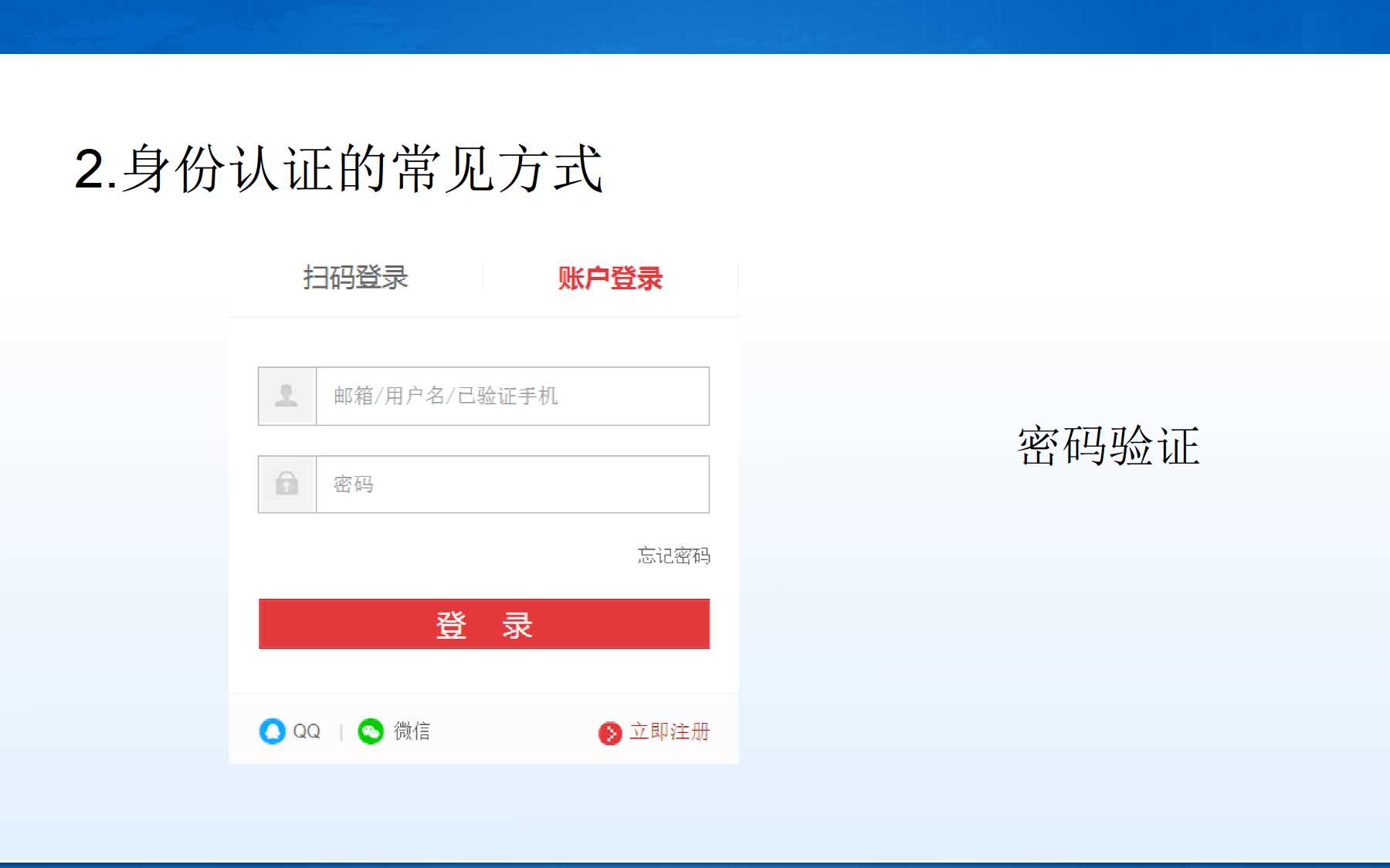 身份登录注册验证